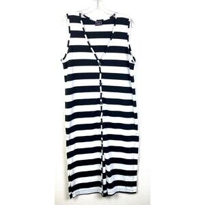 Jantzen Women's Knit Coverup Size M Black White Button Up Slits Swim Beach